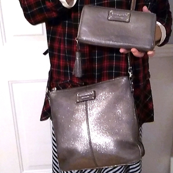 SALE! Kate Spade Oxidized Silver Metallic Tassels Crossbody & Matching Wallet - Picture 16 of 16